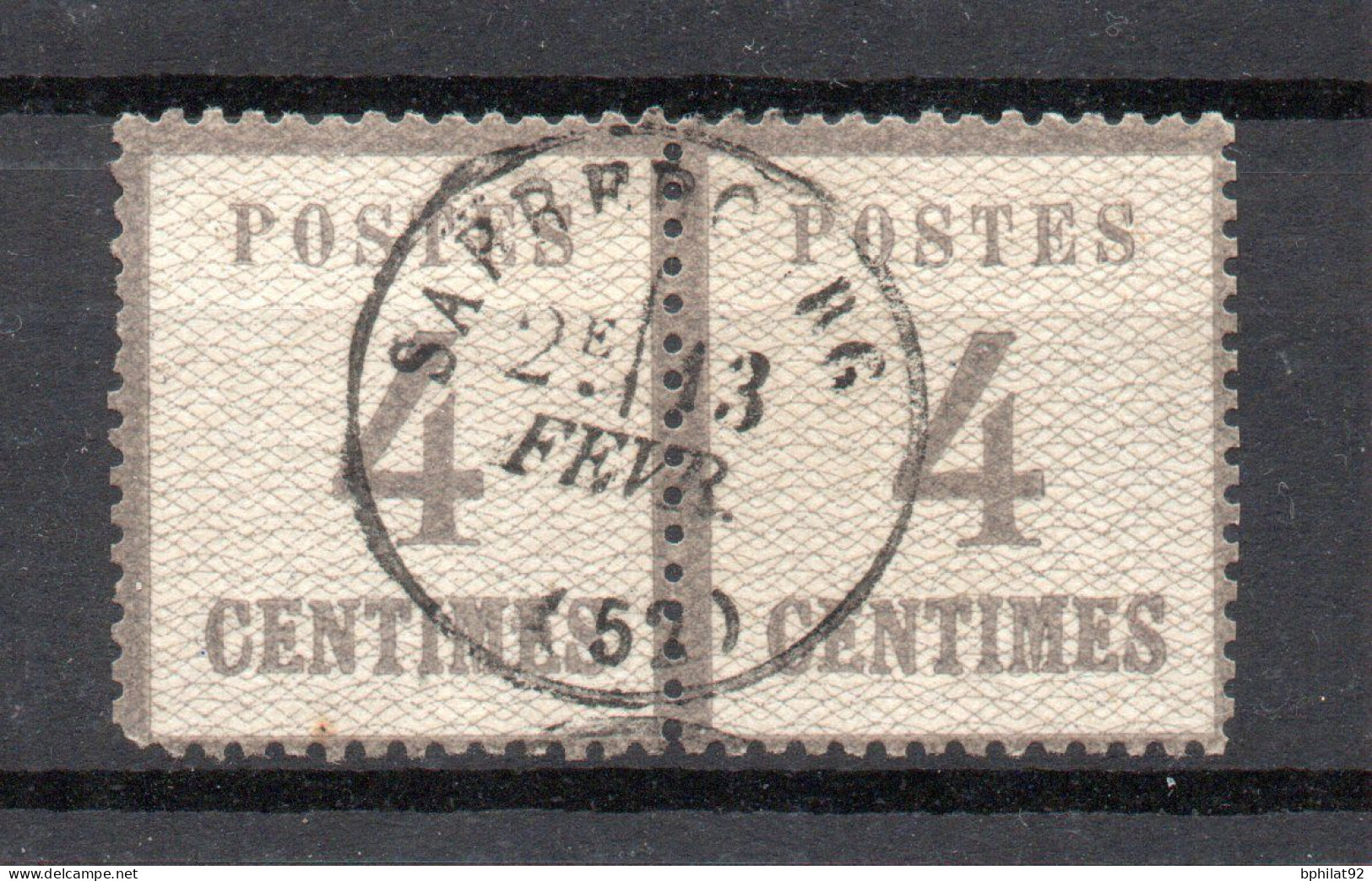 !!! ALSACE LORRAIRE PAIRE DU N°3b BURRELAGE RENVERSE COTE 520 EURO - Used Stamps