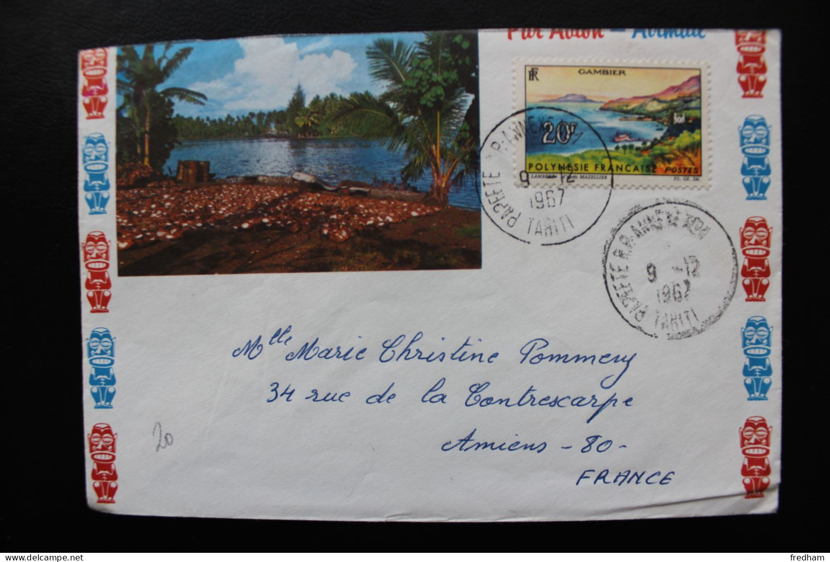 1967 ,TAHITI CAD  PAPEETE R .P - ANNEXE 1 DU 9-12-1967 SUR Y&T PF34 20F DE 1965 TTB SANS CORRESPONDANCE - Tahiti