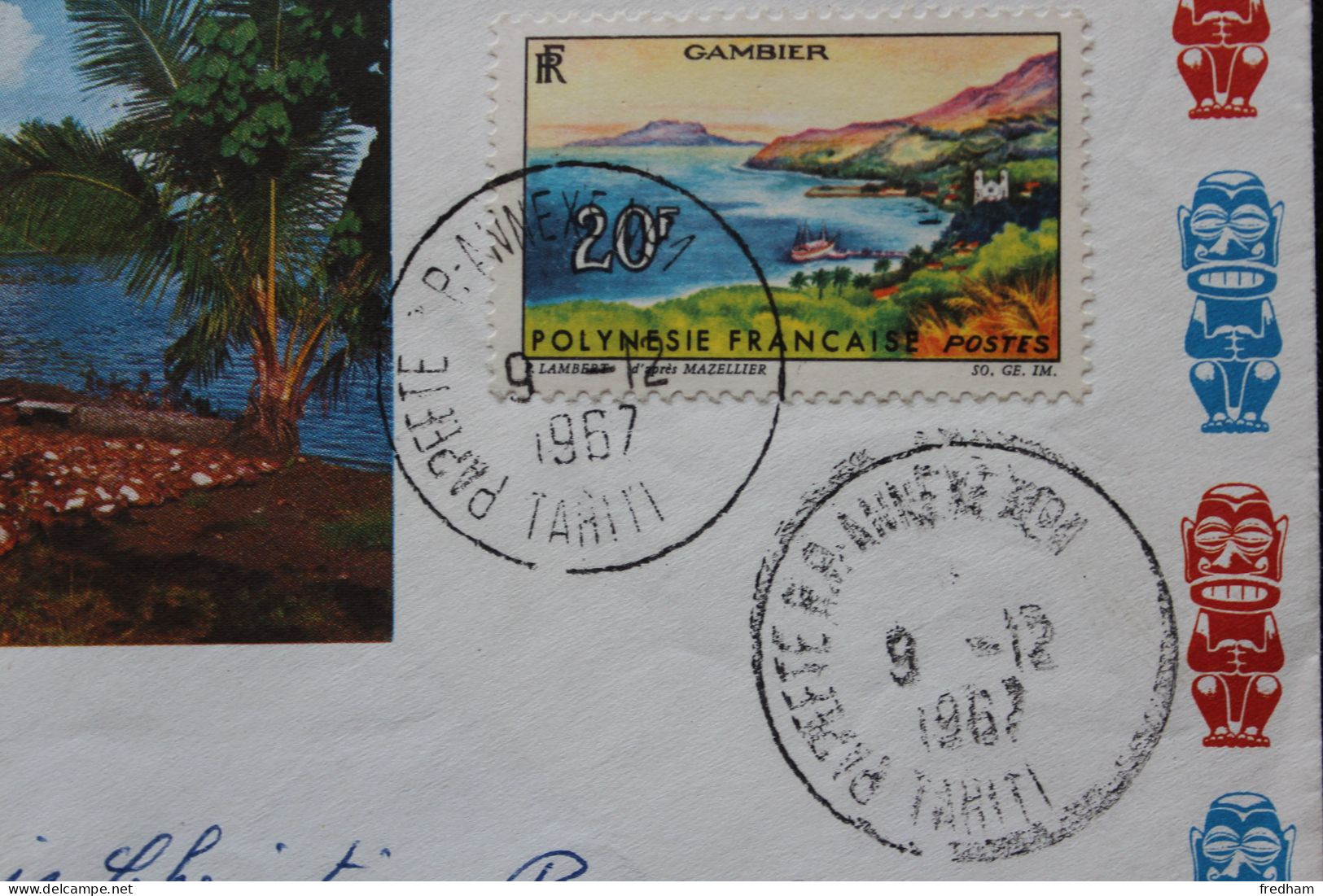 1967 ,TAHITI CAD  PAPEETE R .P - ANNEXE 1 DU 9-12-1967 SUR Y&T PF34 20F DE 1965 TTB SANS CORRESPONDANCE - Tahiti