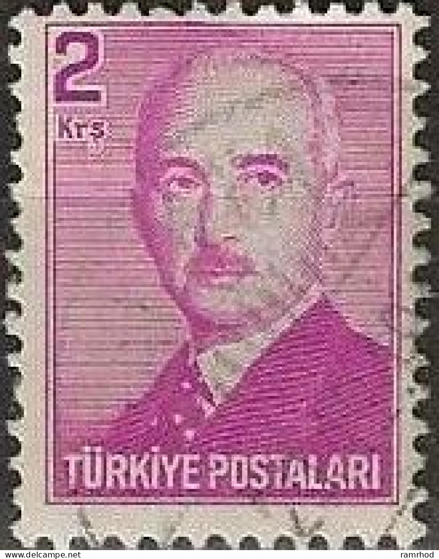 TURKEY 1948 President Inonu - 2k. - Purple FU - Used Stamps