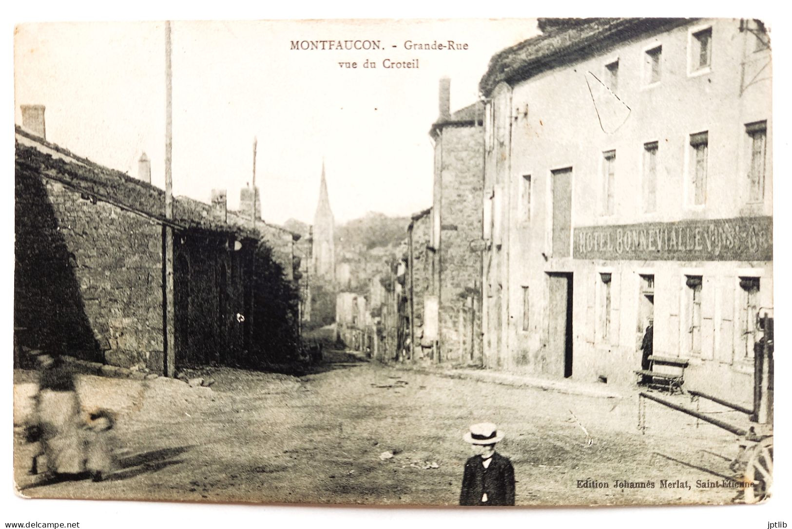 CPA Carte Postale / 43 Haute-Loire, Velay, Montfaucon / Édition Johannès Merlat / Grande-Rue Vue Du Croteil. - Montfaucon En Velay