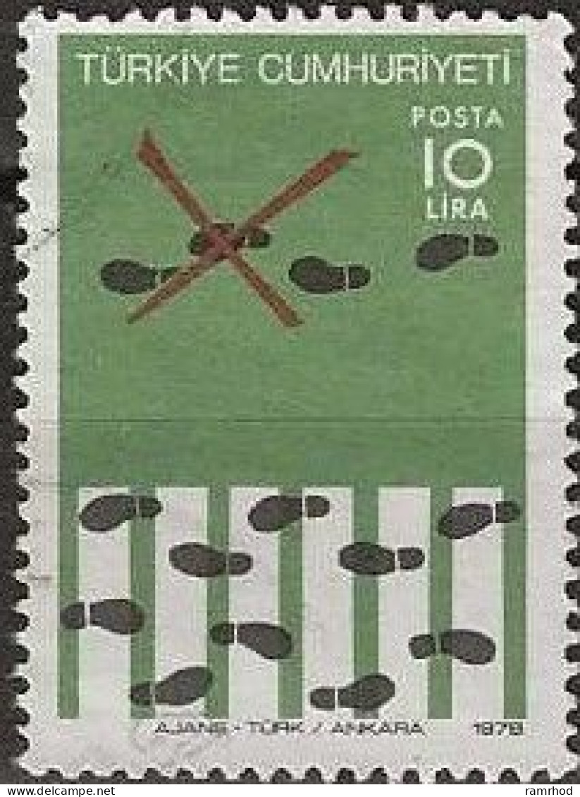 TURKEY 1977 Road Safety - 10l. Footprints In Road And On Pedestrian Crossing FU - Used Stamps