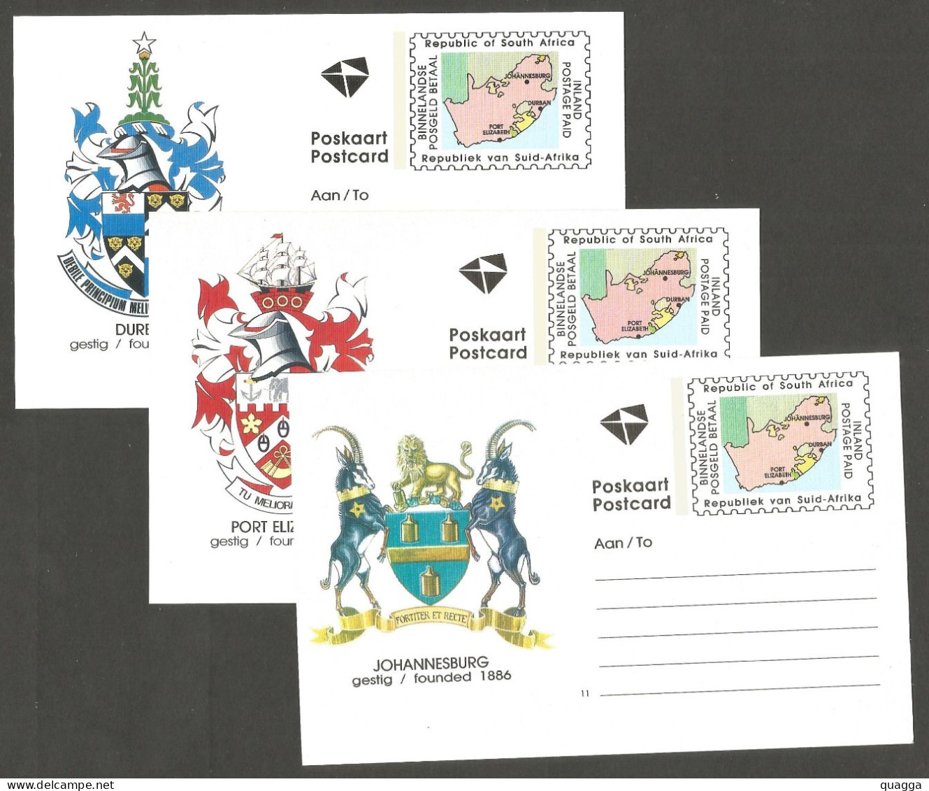 South Africa 1992. 3 Postcards As Per Scan. - Briefe U. Dokumente