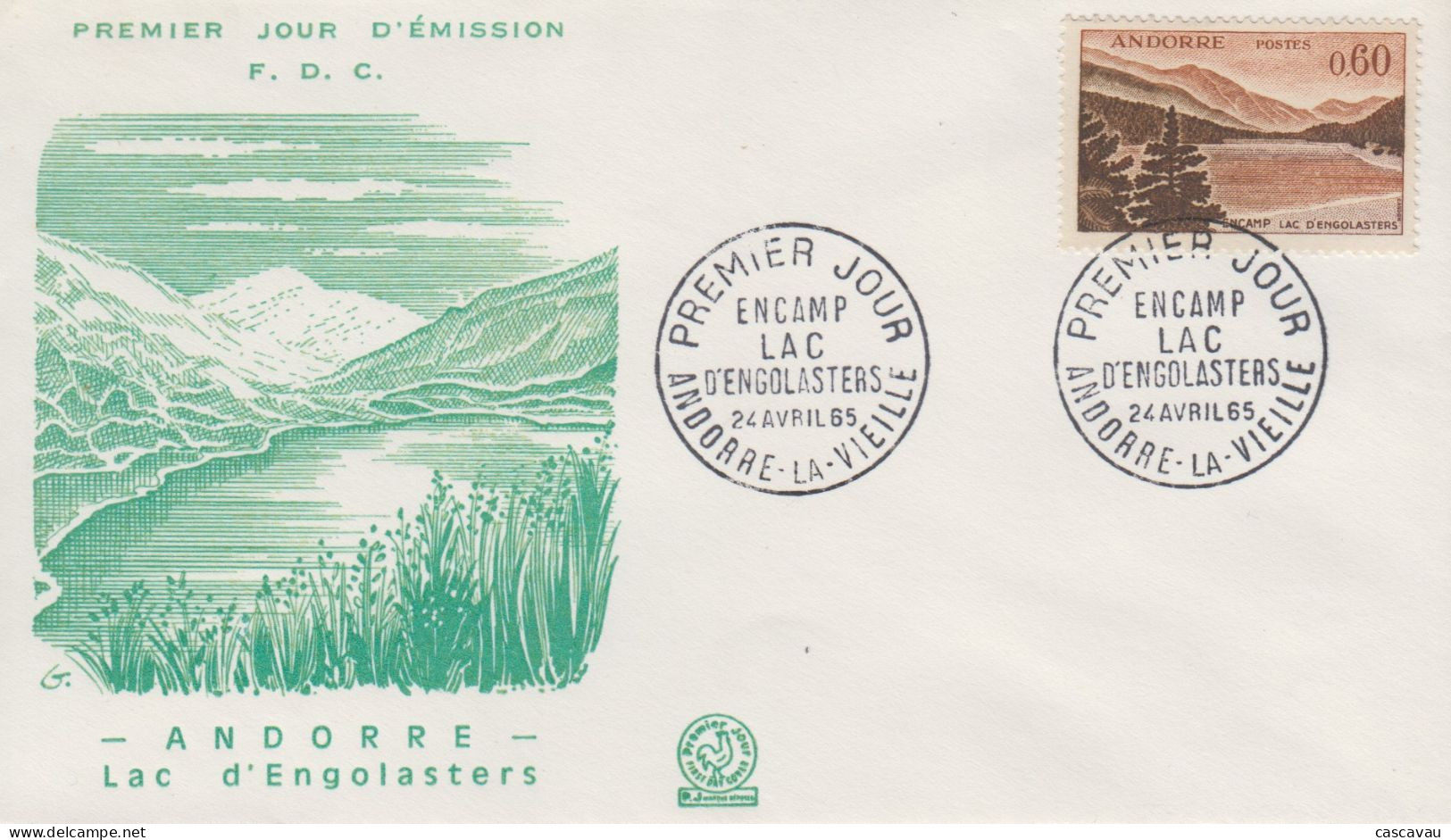 Enveloppe  FDC  1er  Jour  ANDORRE   ENCAMP    Lac  D'  Engolasters   1965 - FDC