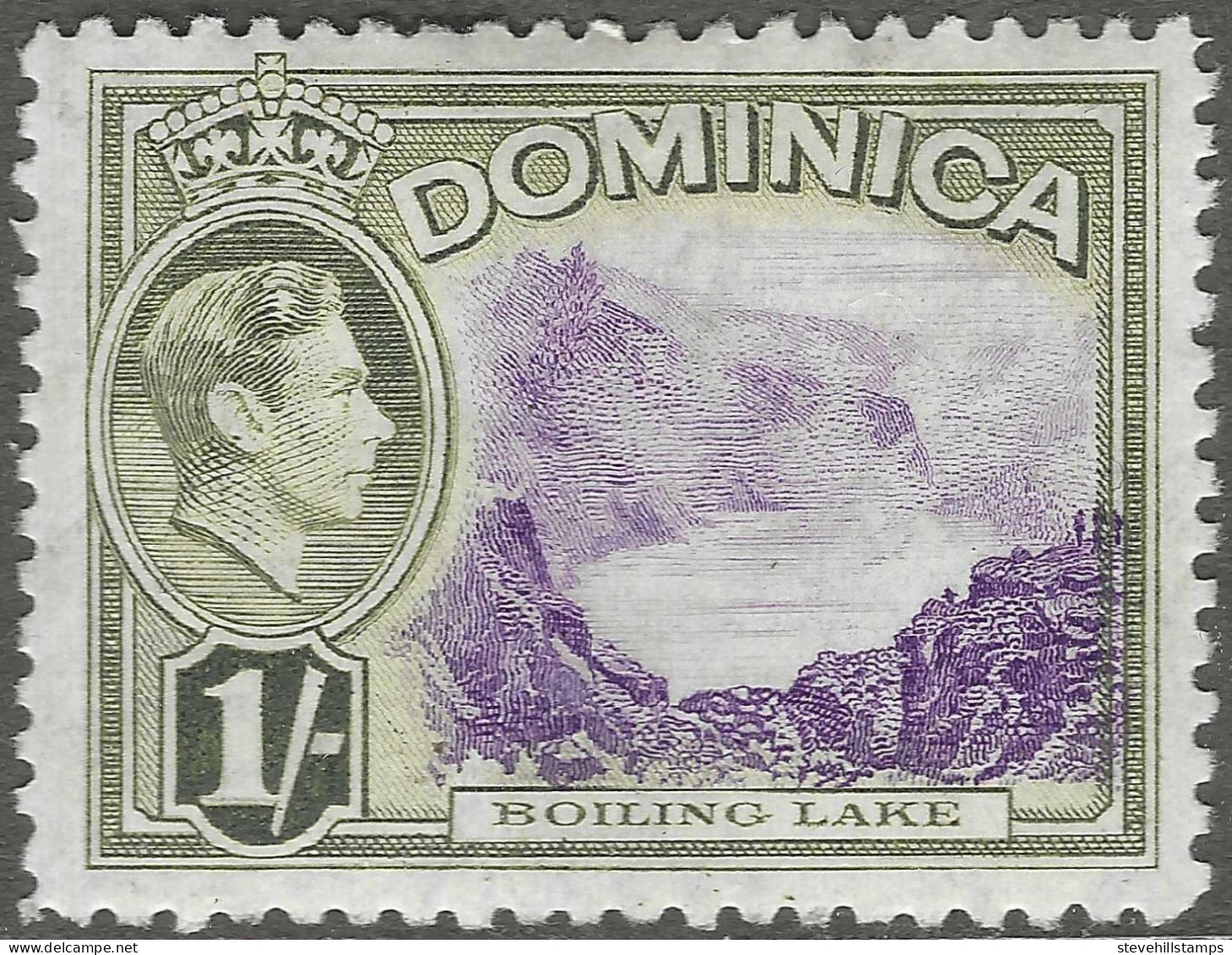 Dominica. 1938-47 KGVI. 1/- MH. SG 106 - Dominica (...-1978)