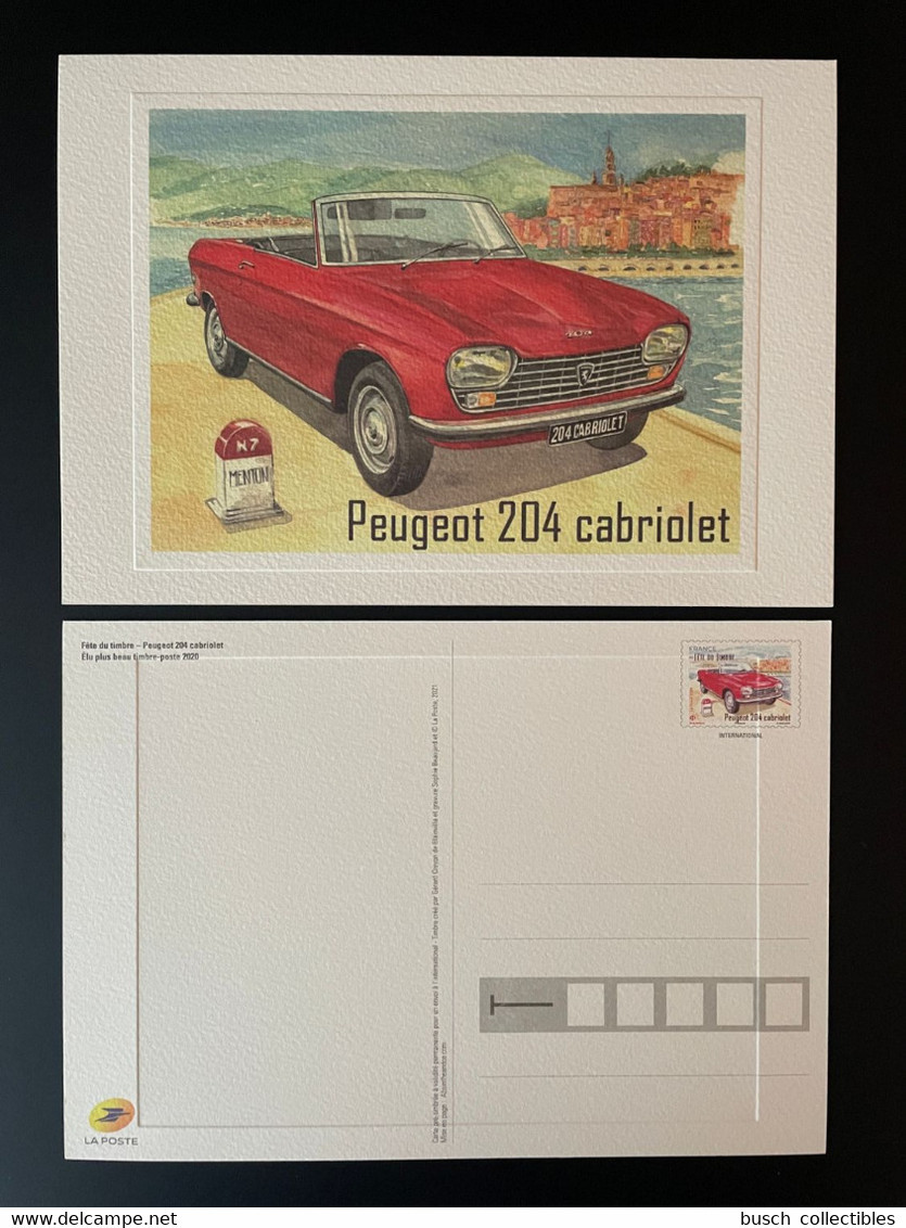 France 2021 Stationery Entier Ganzsache Peugeot 204 Cabriolet Carte Premium Route Nationale N7 Car Voiture Auto Fête - PAP: TSC En Semi-officiële Bijwerking