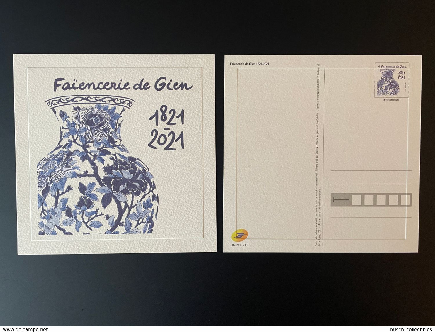 France 2021 Stationery Entier Ganzsache Faïencerie De Gien 1821 Pottery Steingut - Porcelain