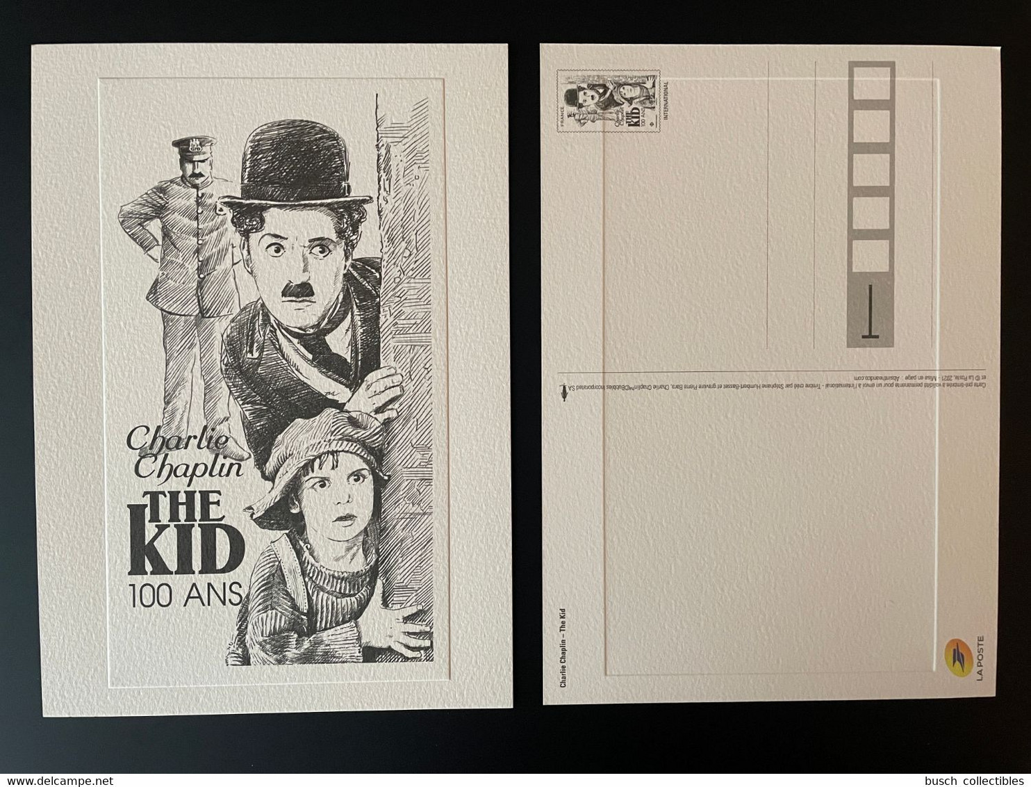 France 2021 Stationery Entier Ganzsache Charlie Chaplin The Kid 100 Ans Years Jahre - Prêts-à-poster: TSC Et Repiquages Semi-officiels