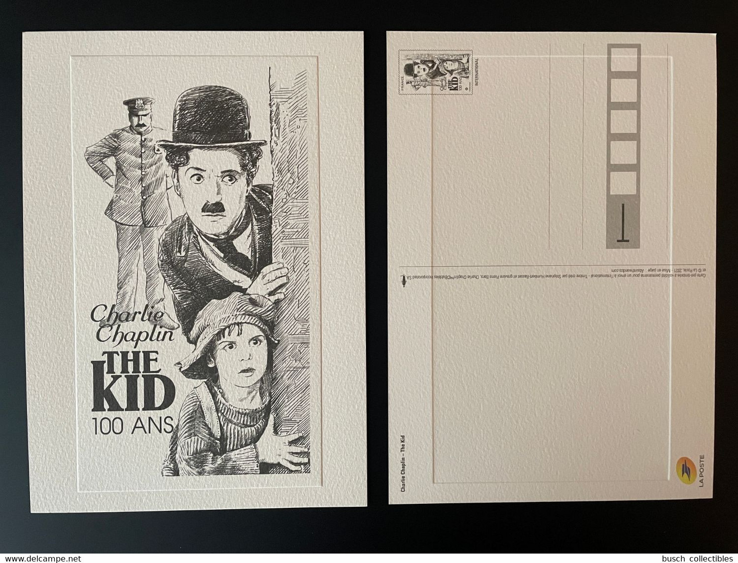 France 2021 Stationery Entier Ganzsache Charlie Chaplin The Kid 100 Ans Years Jahre - Acteurs