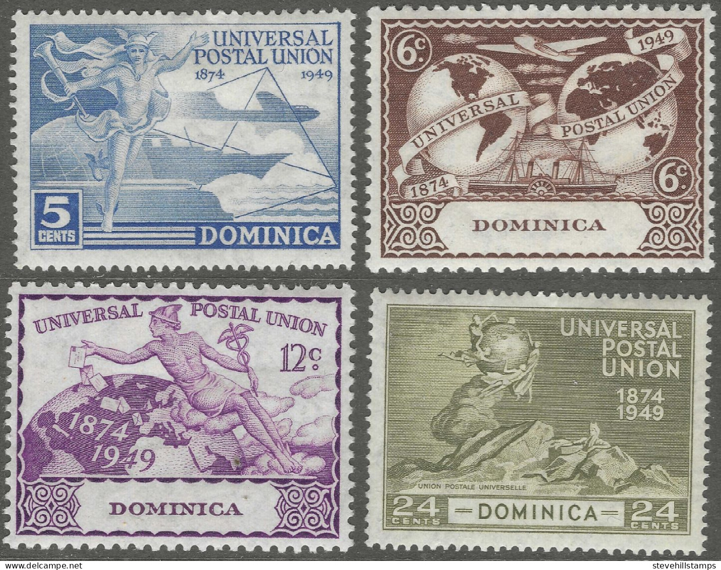 Dominica. 1949 75th Anniv Of Universal Postal Union (UPU). MH Complete Set. SG 114-117 - Dominica (...-1978)