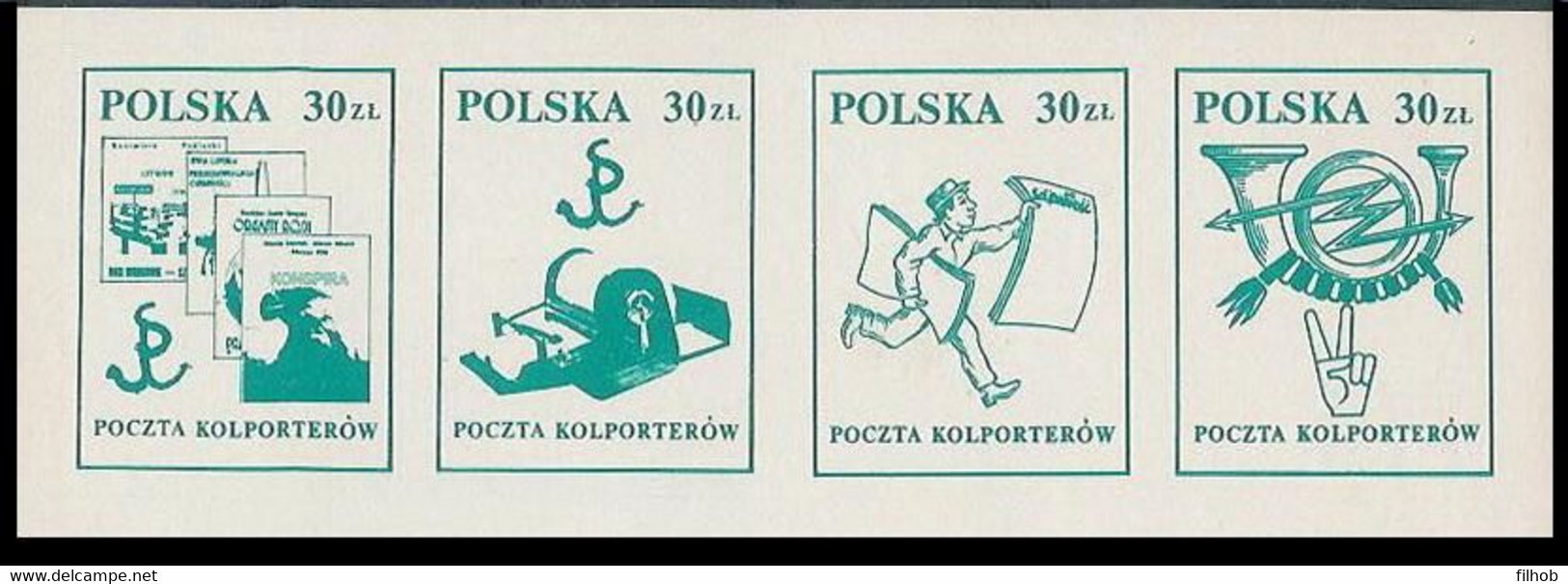 Poland SOLIDARITY (S072): KOLPOLTER'S POST Strap (green) - Viñetas Solidarnosc