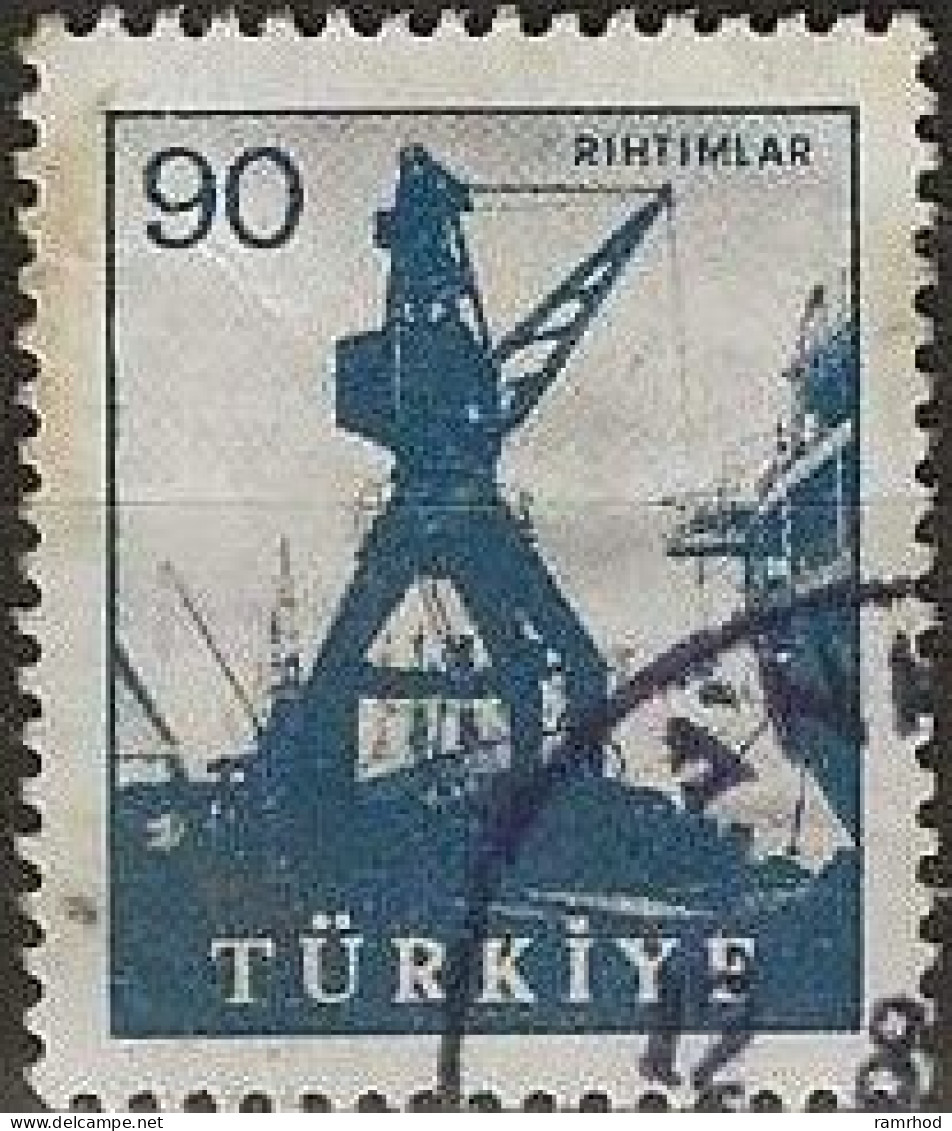 TURKEY 1959 Crane Loading Kars (container Ship) - 90k. - Blue FU - Gebraucht