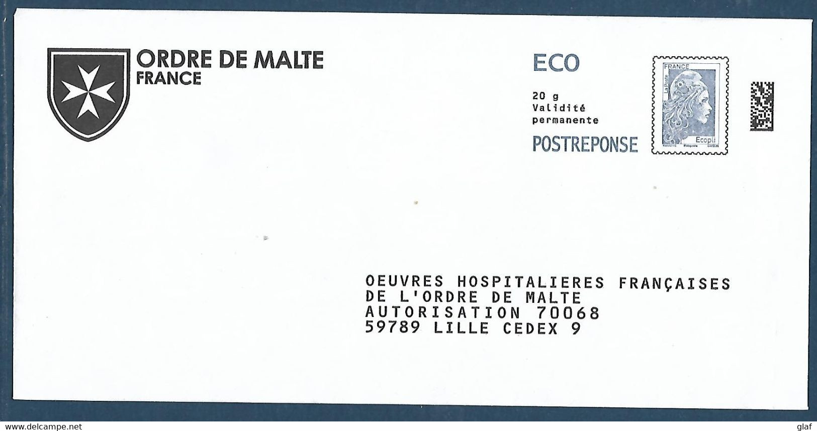 Postréponse ECO Marianne D'Yseult "Ordre De Malte" 59789 Lille, Au Dos 404762 - Pas De N° Intérieur - Listos A Ser Enviados: Respuesta