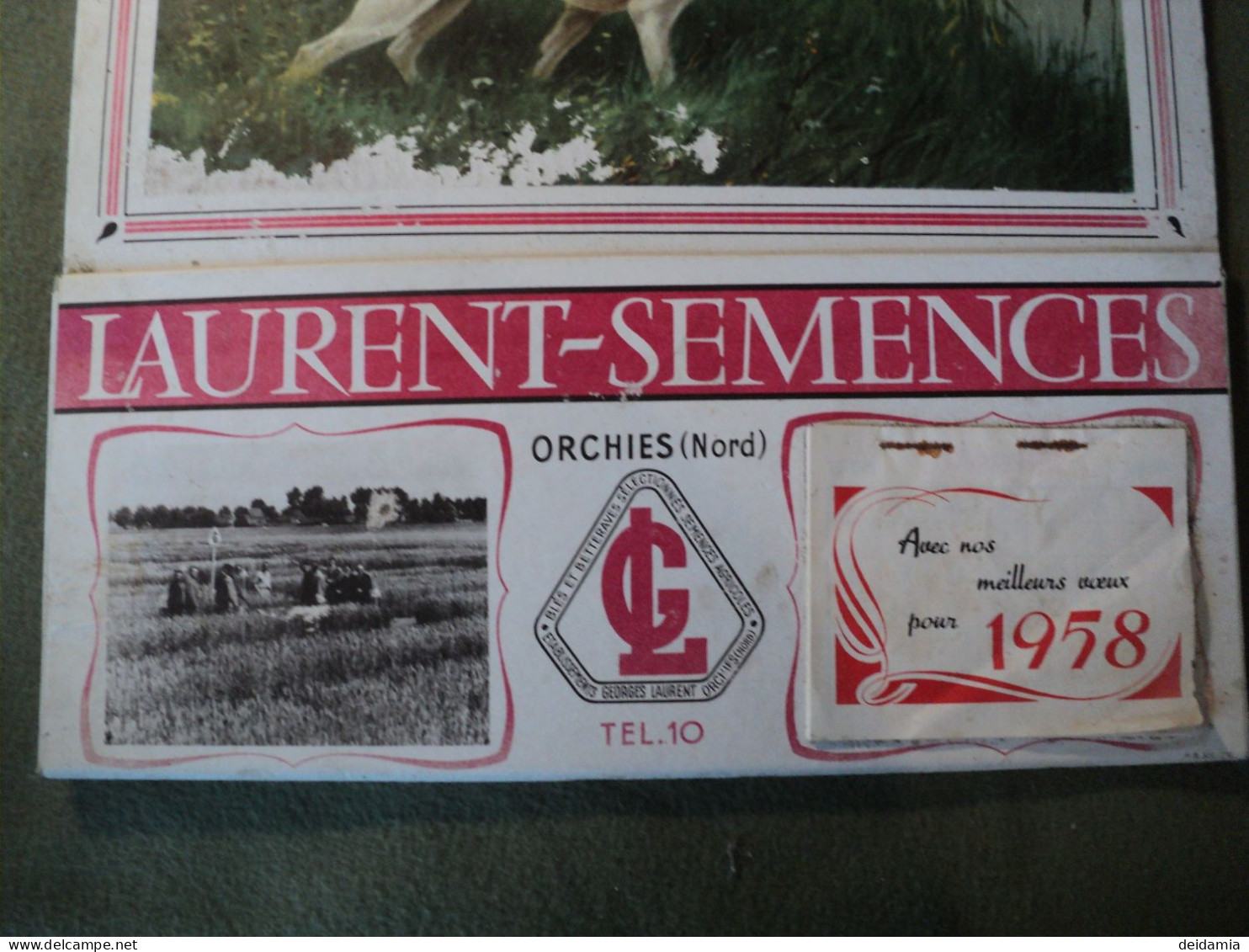 CALENDRIER LAURENT SEMENCES 1958. ORCHIES. NORD. CHIENS DE CHASSE - Big : 1941-60