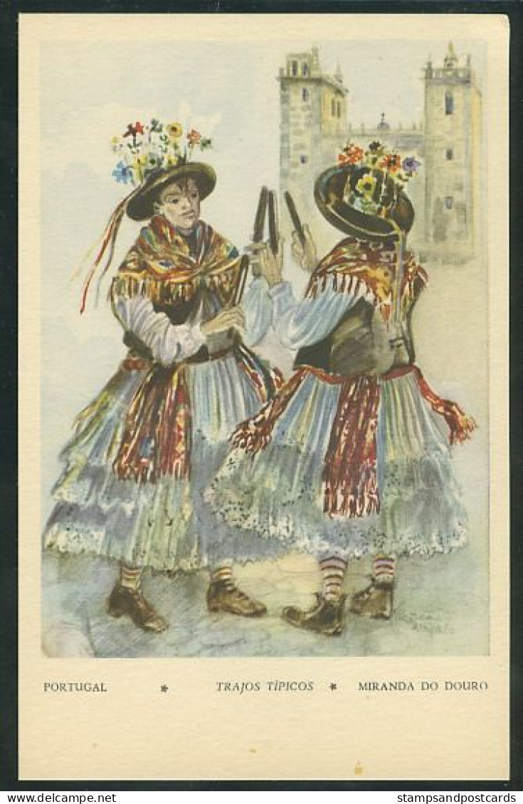 Portugal Types Régionales Danse Folklorique Pauliteiros Miranda Do Douro Regional Customs Folk Dance Postcard - Bragança