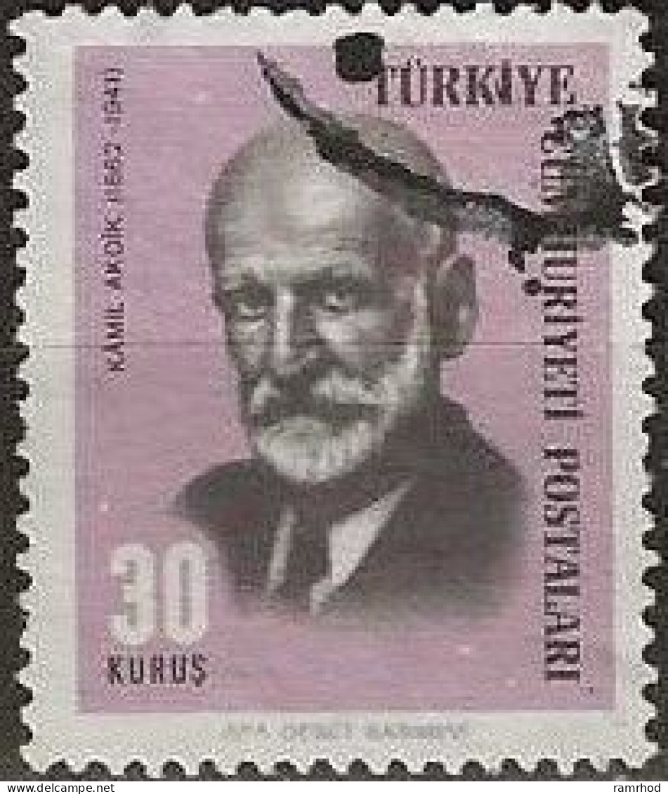 TURKEY 1966 Cultural Celebrities - 30k. K. Akdik FU - Gebruikt