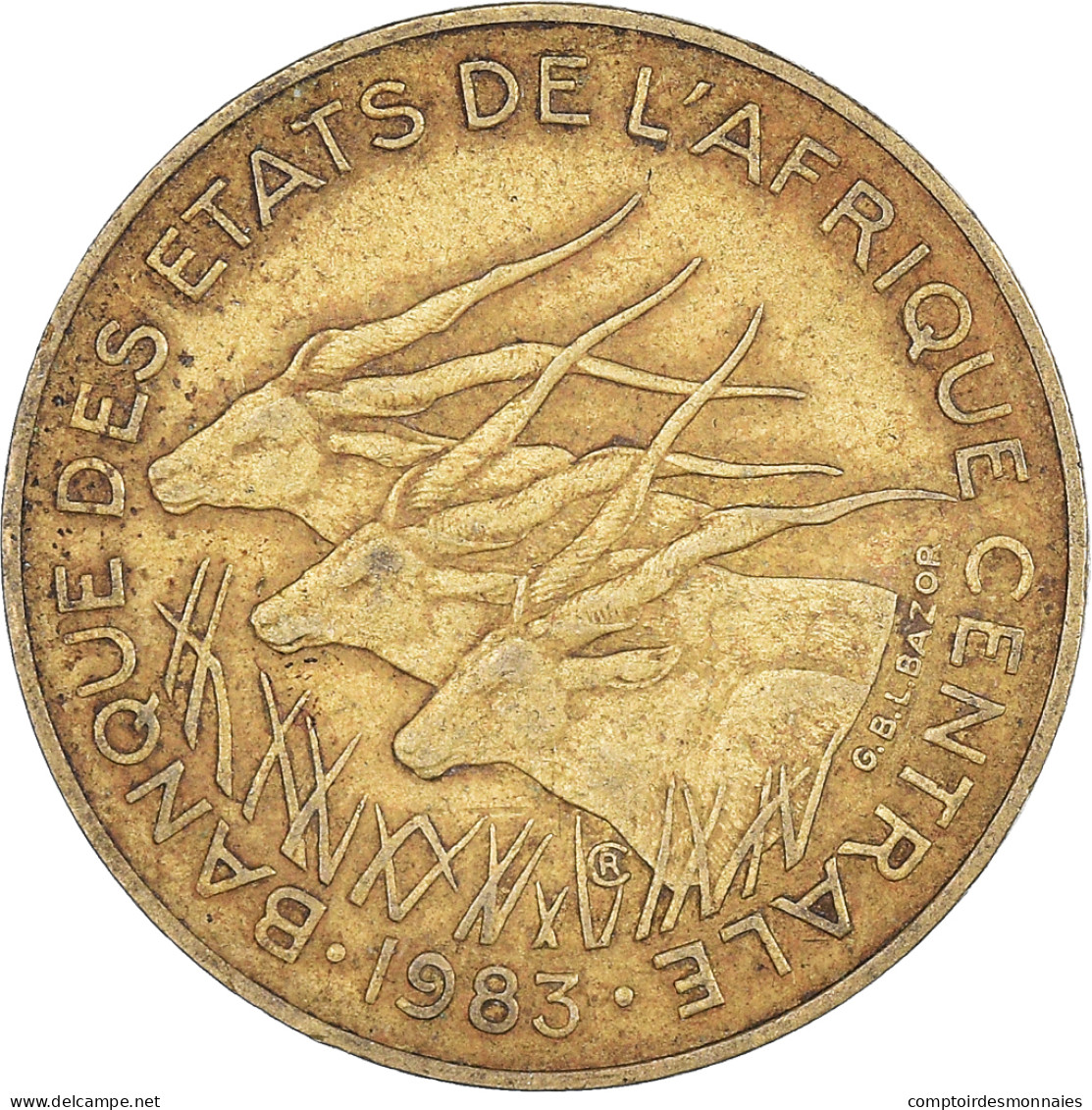 Monnaie, États De L'Afrique Centrale, 10 Francs, 1983 - Centrafricaine (République)