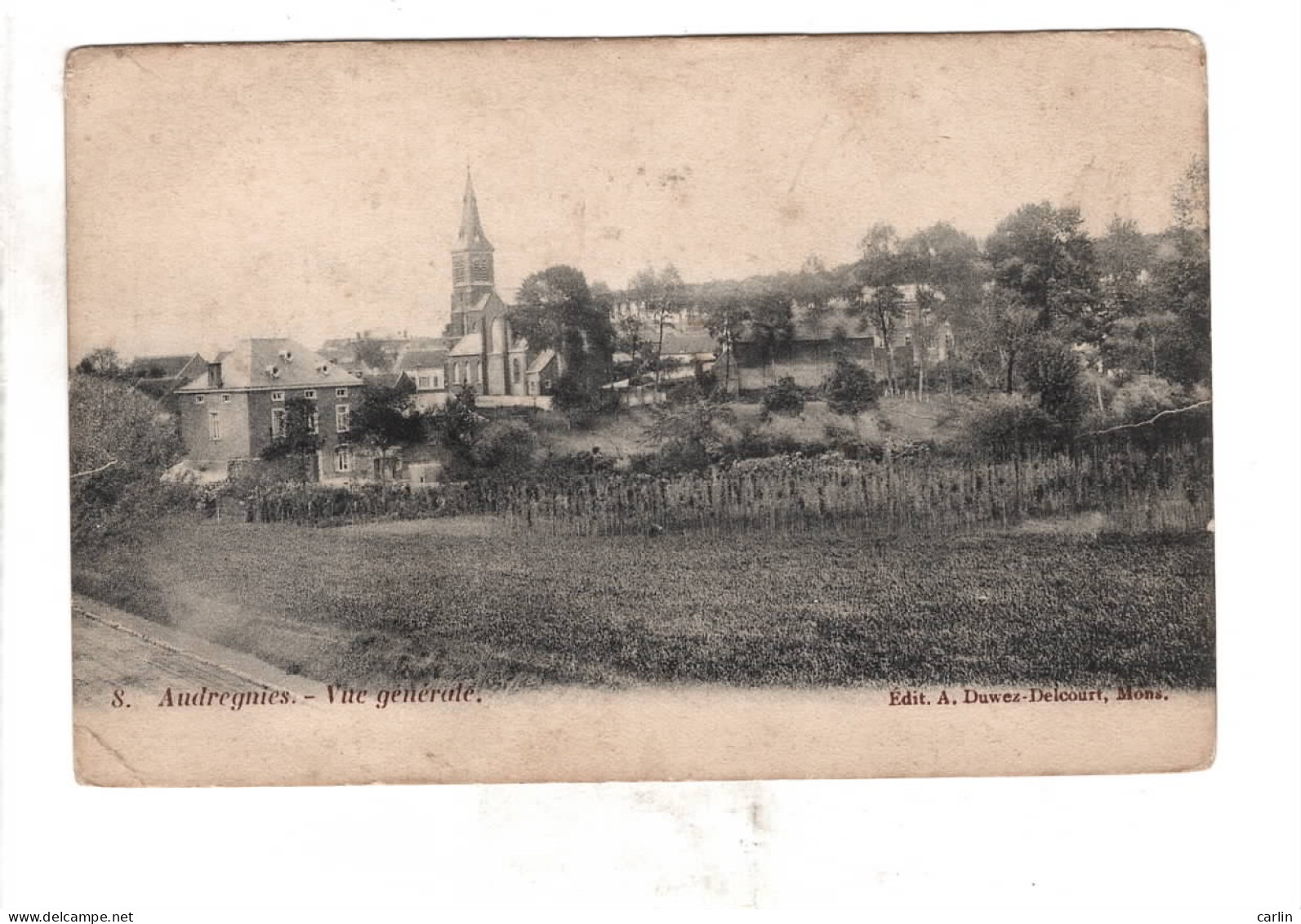 Audregnies Vue Générale ( Carte Publicitaire Mons Imprimerie Arthur Duwez Delcourt ) - Quievrain