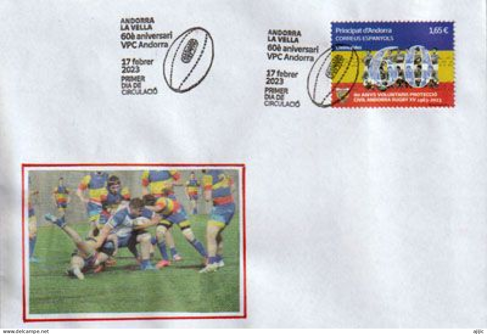 ANDORRA RUGBY à XV. 2023 (60 Ième Anniversaire) 1 Er Jour / Primer Dia - Briefe U. Dokumente