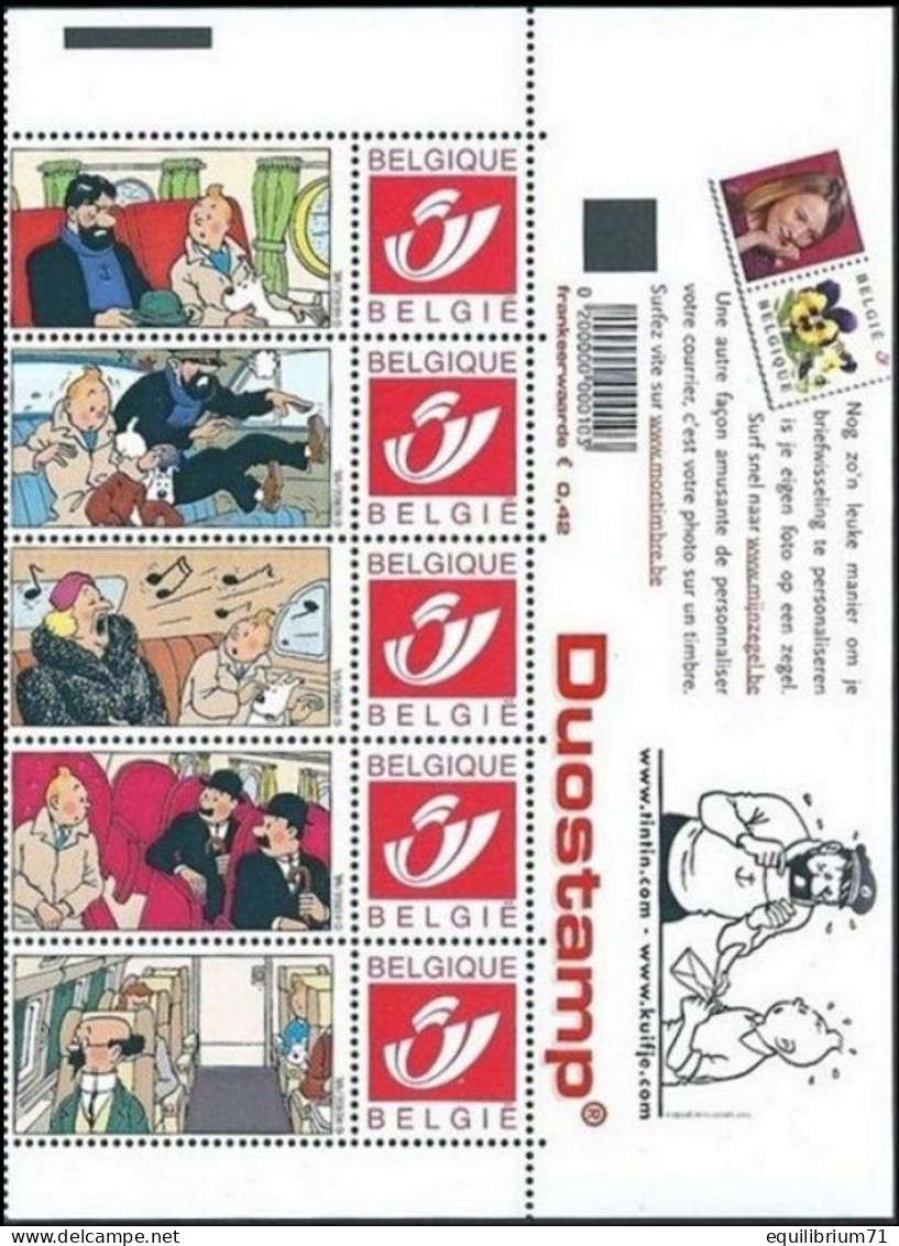 DUOSTAMP** / MYSTAMP**- Tintin / Kuifje / Tim - Transports / Vervoer / Transport / Transportation - (Hergé) - Philabédés (fumetti)