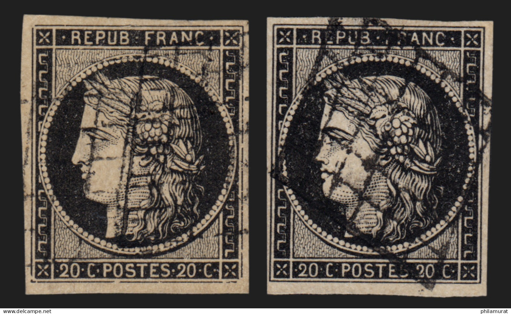 N°3/3a, Les 2 Nuances, Cérès 20c Noir Sur Jaune Et Sur Blanc, Oblitérés - TB - 1849-1850 Ceres