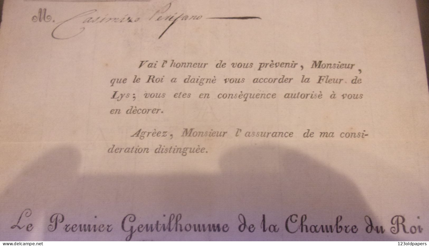 LAS Claude-Louis de La Châtre comte de Nançay puis duc de La Châtre DECORATION DU LYS PREMIER GENTILHOMME CHAMBRE DU ROI