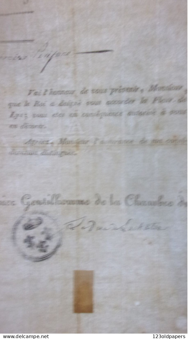 LAS Claude-Louis de La Châtre comte de Nançay puis duc de La Châtre DECORATION DU LYS PREMIER GENTILHOMME CHAMBRE DU ROI