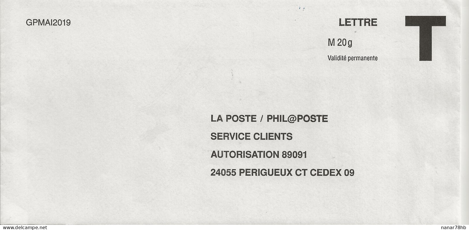 Lettre T M20gr La Poste/Philaposte - Cards/T Return Covers