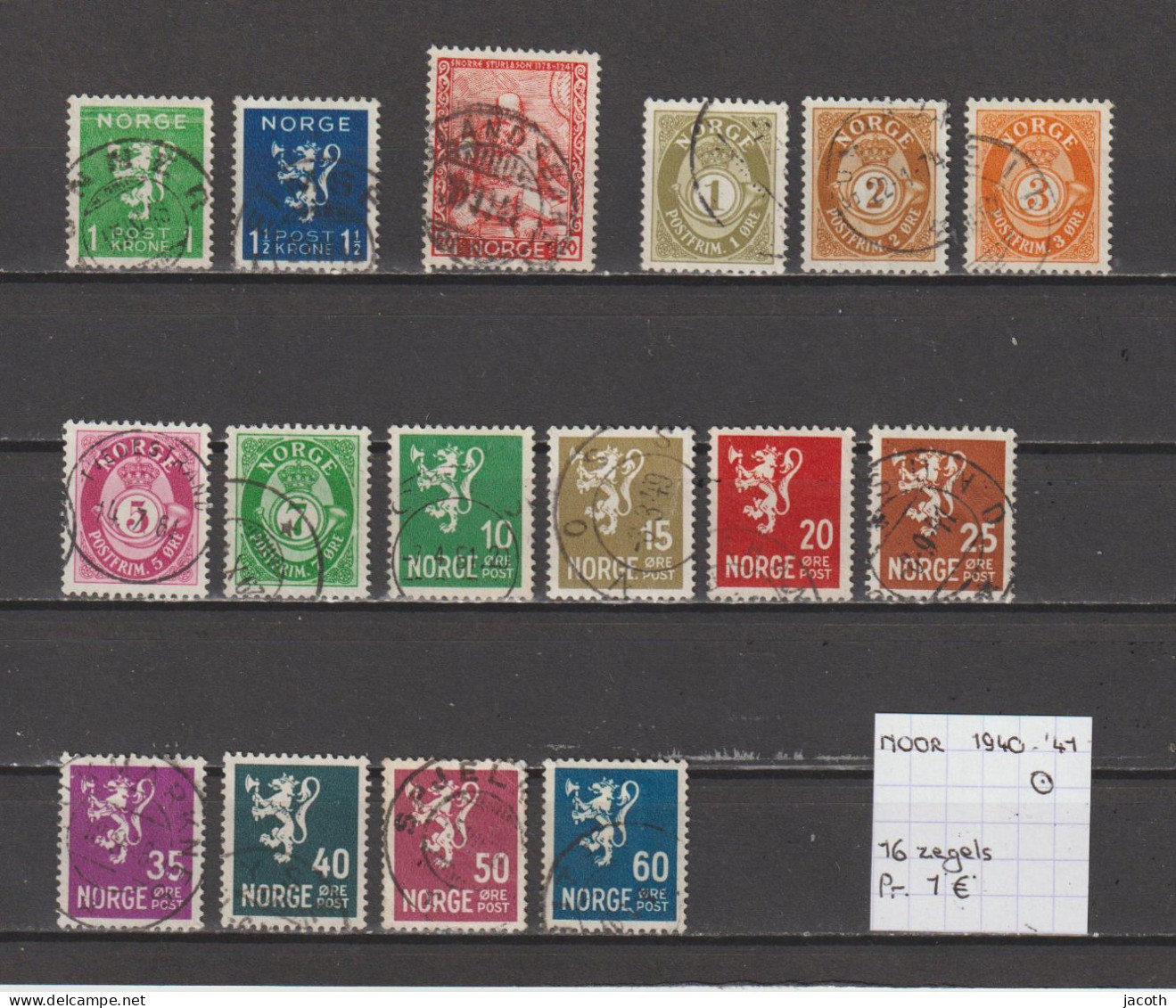 (TJ) Noorwegen 1940-'41 - 16 Zegels (gest./obl./used) - Collections