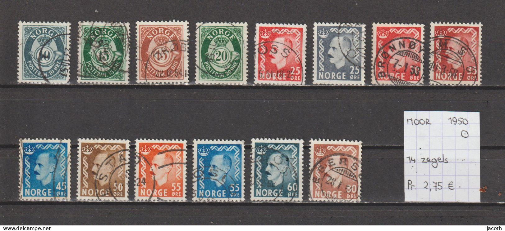 (TJ) Noorwegen 1950 - 14 Zegels (gest./obl./used) - Verzamelingen
