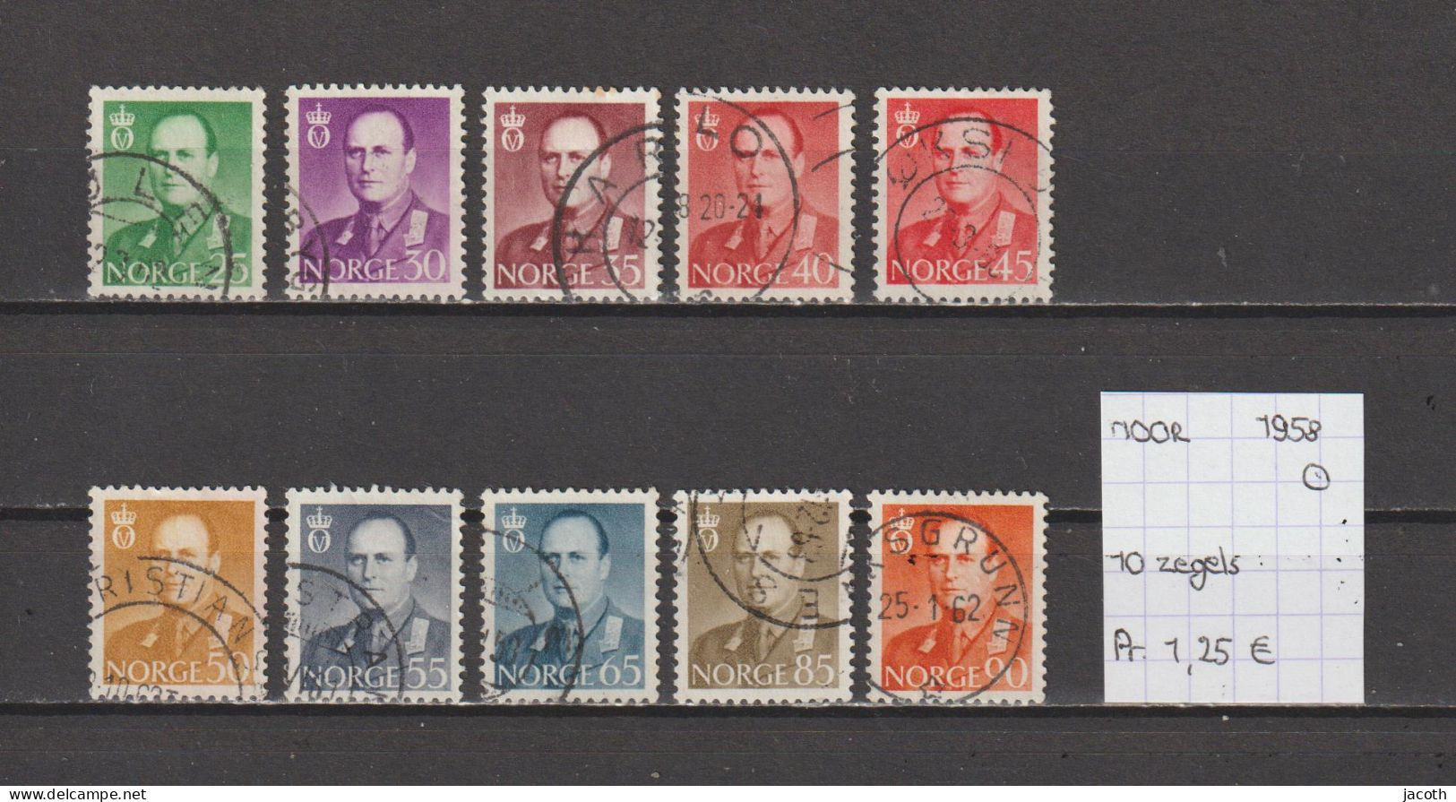 (TJ) Noorwegen 1958 - 10 Zegels (gest./obl./used) - Collections