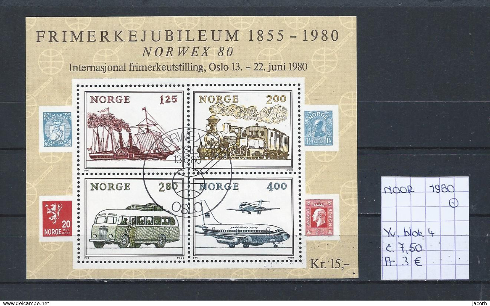 (TJ) Noorwegen 1980 - YT Blok 4 (gest./obl./used) - Blocks & Kleinbögen