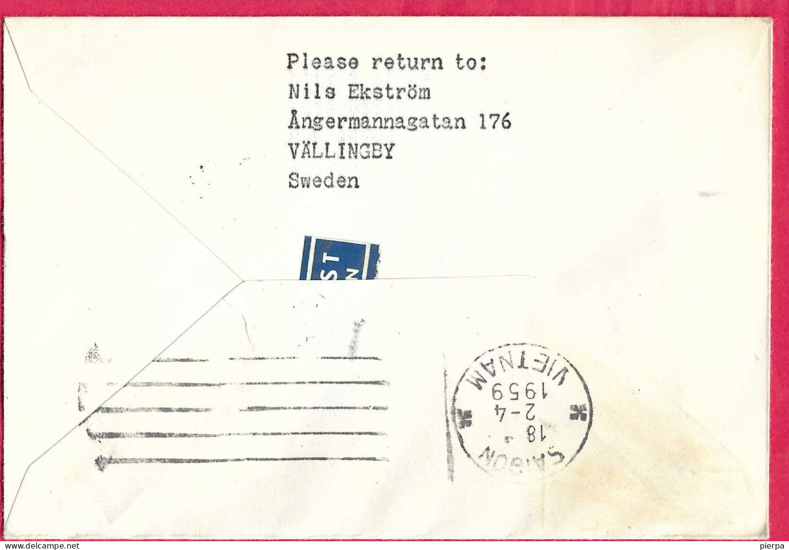 SVERIGE - FIRST FLIGHT KLM FROM AMSTERDAM TO SAIGON *22.3.1958* ON OFFICIAL COVER - Lettres & Documents