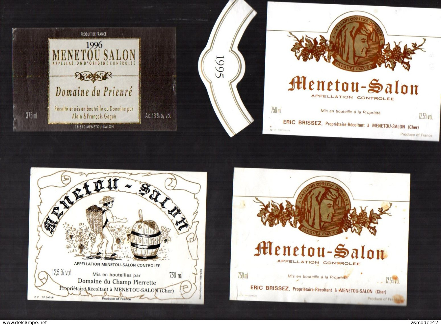MENETOU SALON   LOT DE 4 ETIQUETTES DE VIN LOT  56 - Collections, Lots & Séries