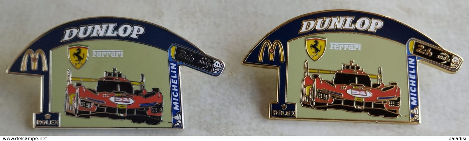 2 SUPERBES PINS PIN'S FERRARI 499P LE MANS FINITION OR ET ARGENT, AVEC ROLEX, MICHELIN, Rien Au Dos - Automovilismo - F1