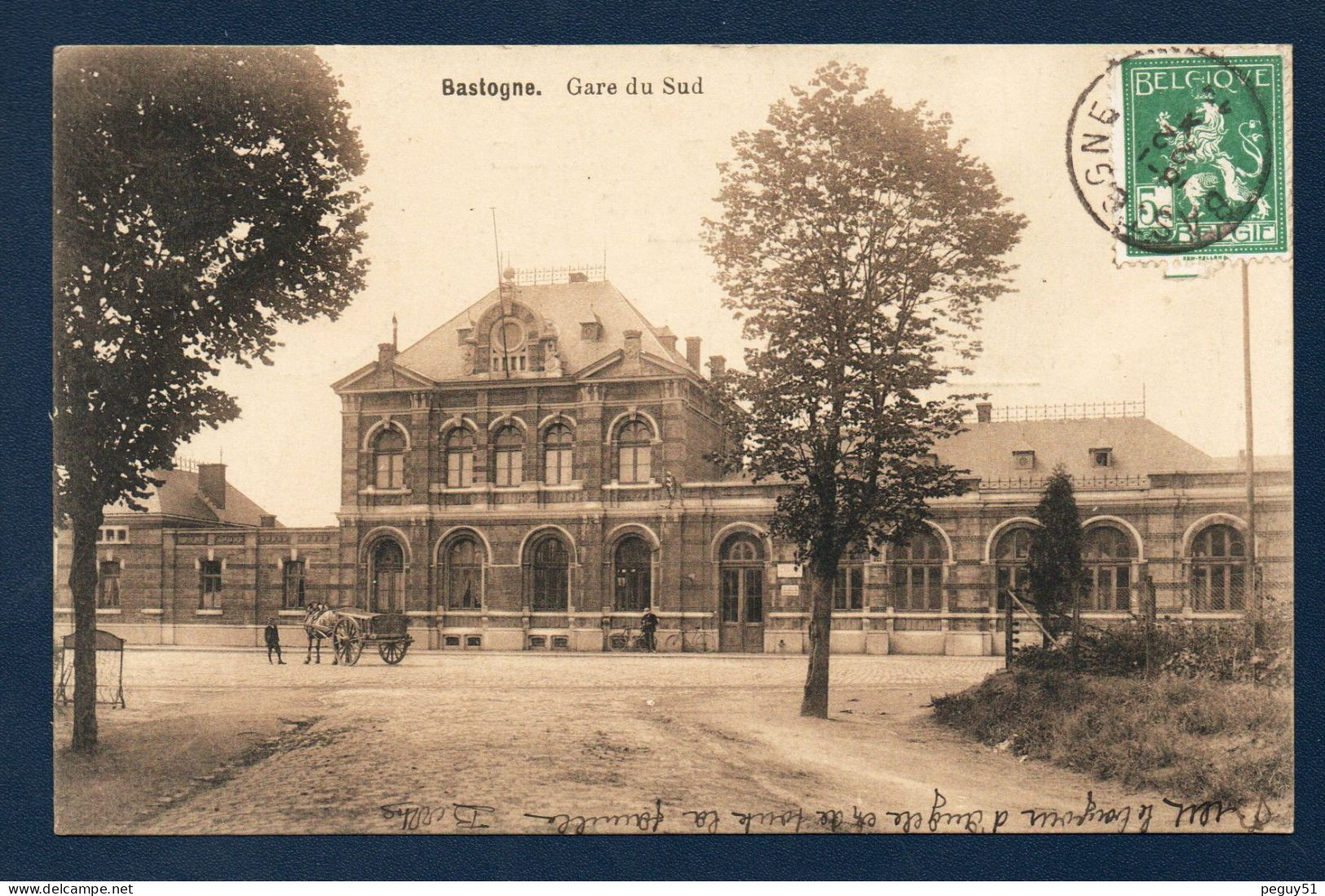 Bastogne. Gare Du Sud. ( Novembre 1869, Ligne 163). Attelage Pour Transport De Marchandises. 1913 - Bastenaken