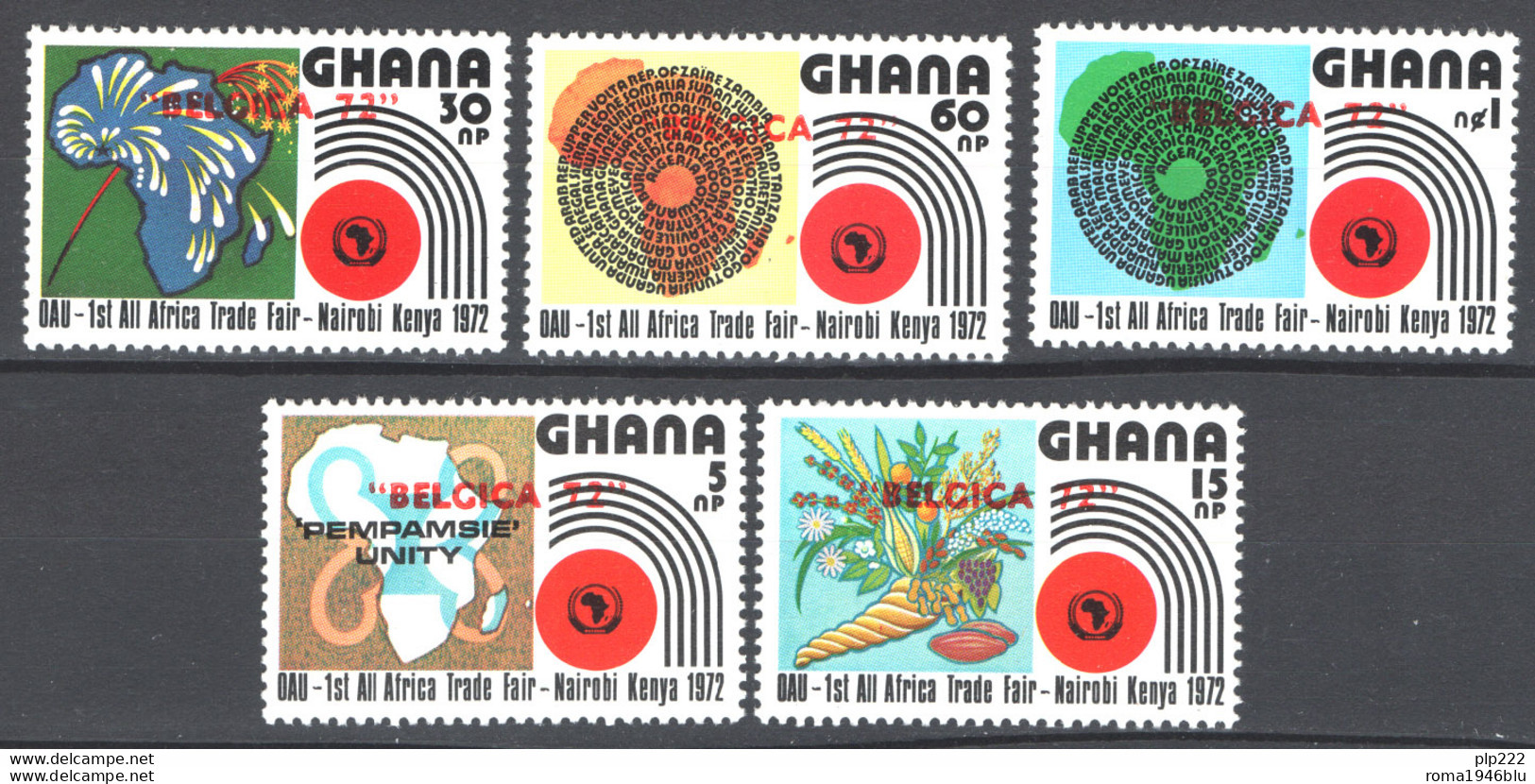 Ghana 1972 Y.T.425/29 Belgica 72 **/MNH VF - Ghana (1957-...)