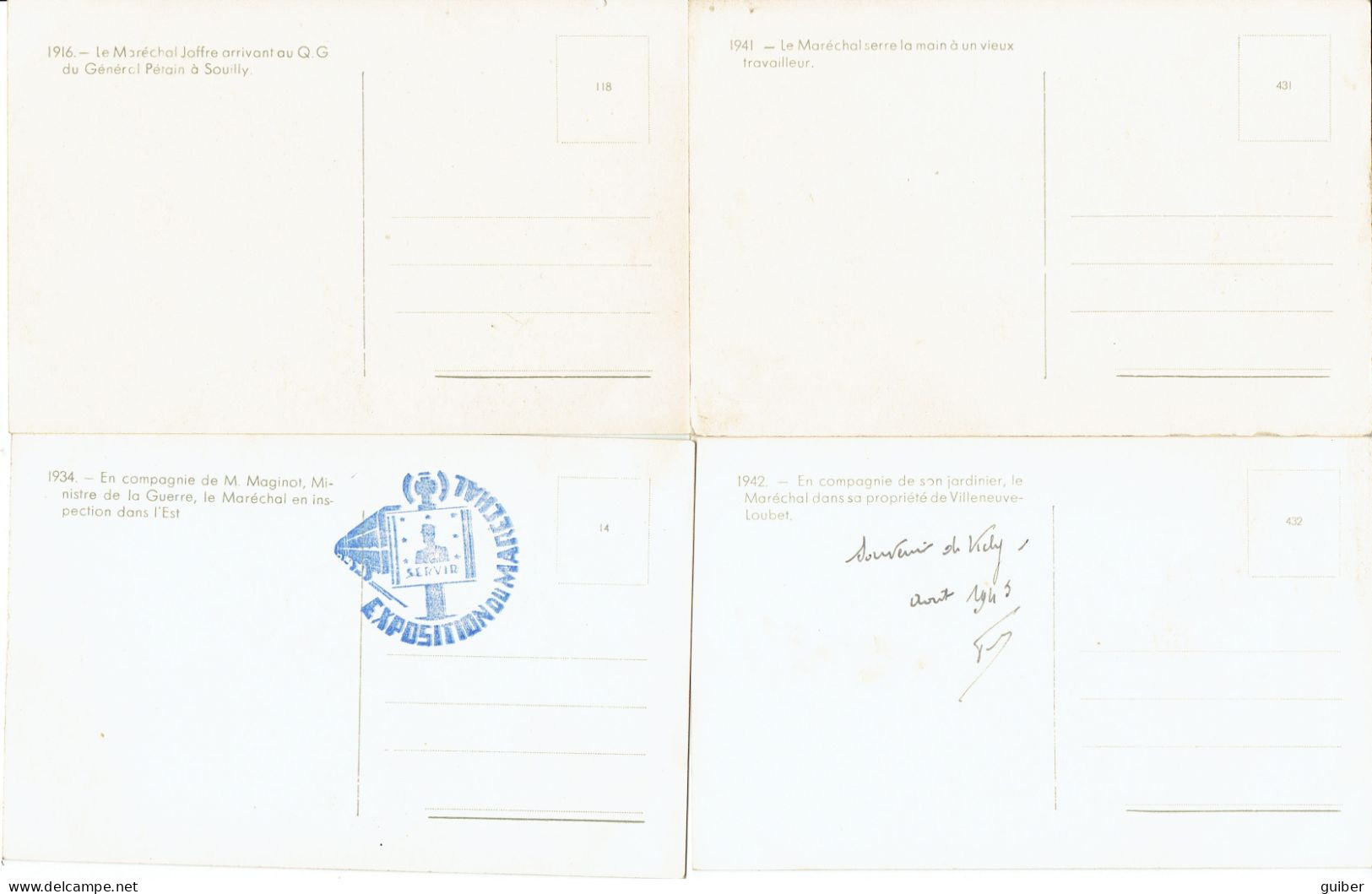 4 Cartes Postales Photo Le Marechal Joffre (voir Verso) - Guerre 1939-45