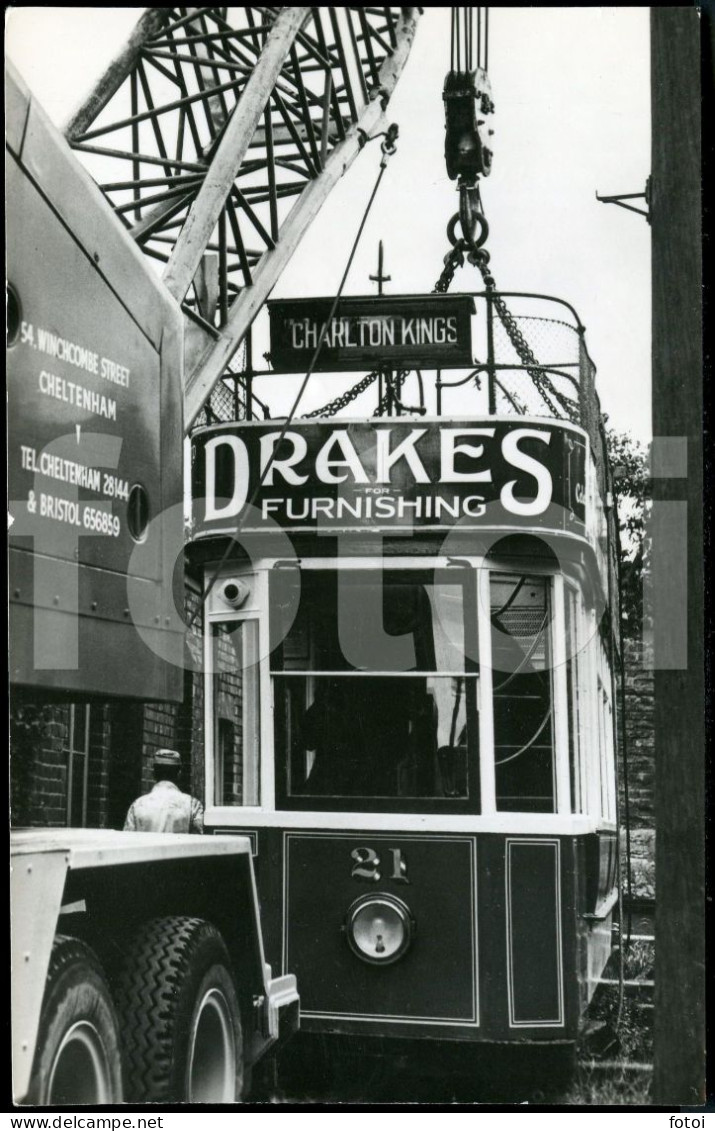 1970 REAL PHOTO TRAMCAR RESCUE TRAM CHELTENHAM ENGLAND CRANE UK UNITED KINGDOM CARTE POSTALE  POSTCARD STAMPED TIMBRE - Cheltenham