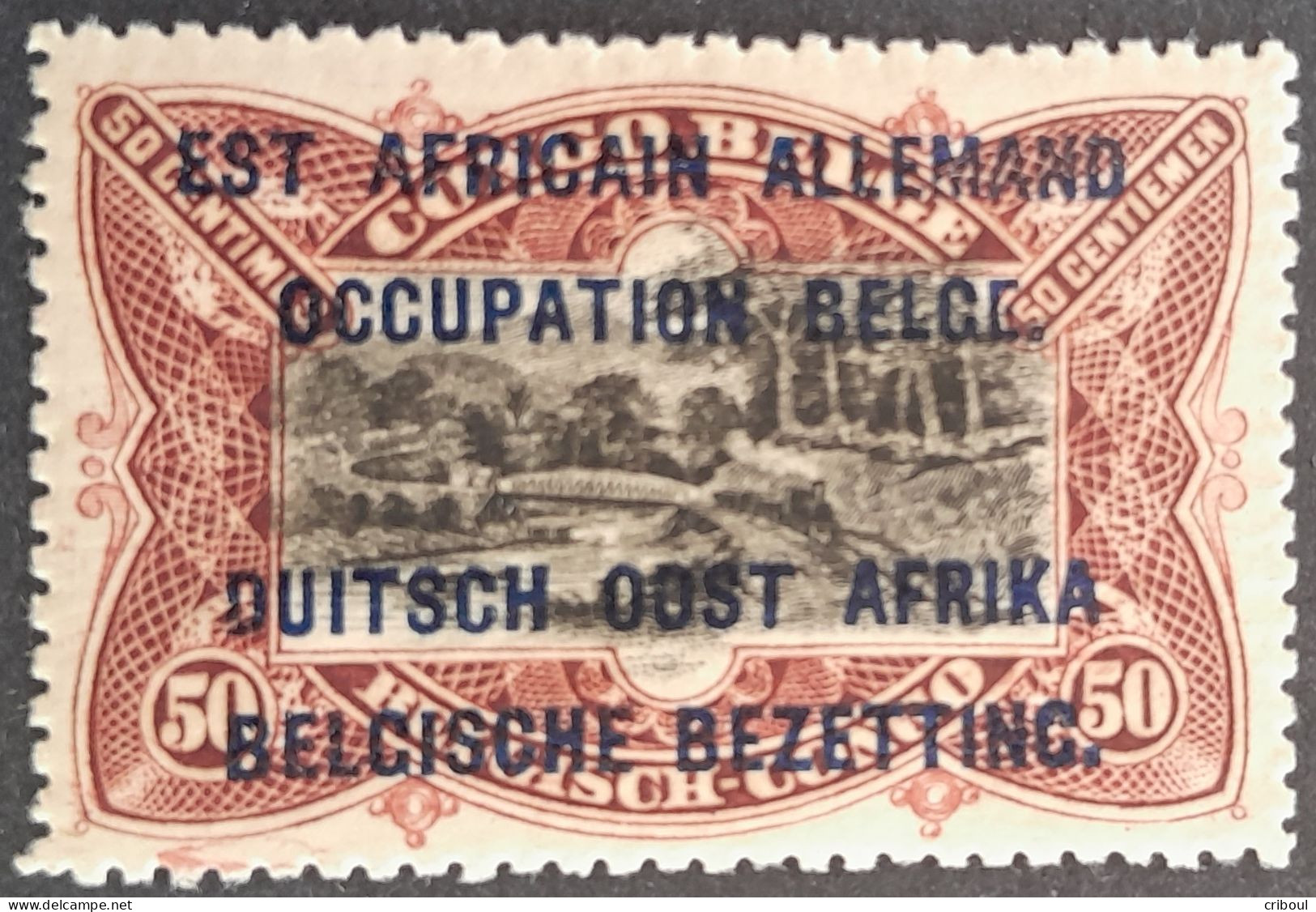 Ruanda Urundi 1916 Train Chemin De Fer Surchargé Overprinted EST AFRICAIN ALLEMAND OCCUPATION BELGE Yvert 33 * MH - Ongebruikt