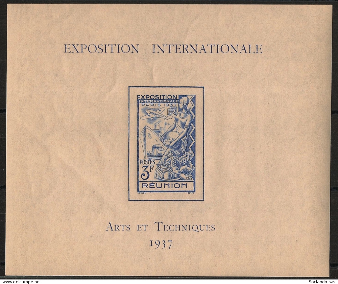 REUNION - 1937 - Bloc Feuillet BF N°YT. 1 - Exposition Internationale - Neuf * / MH VF - Blocks & Sheetlets