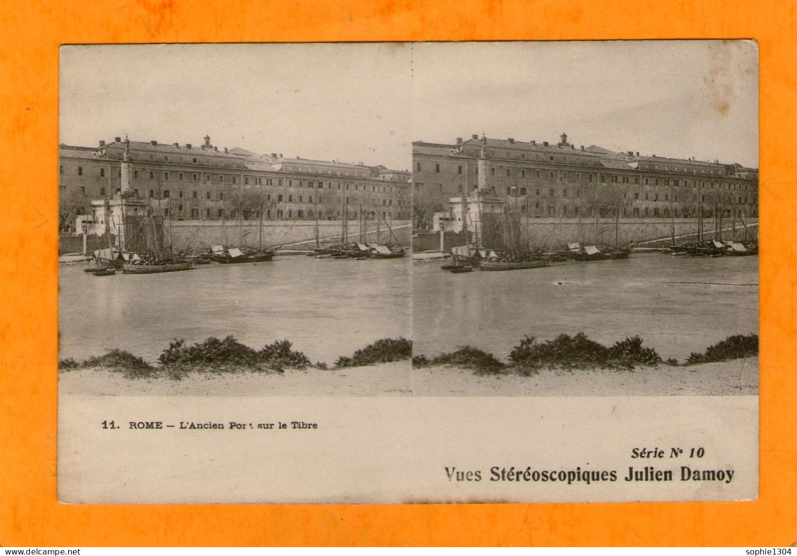 ROME - L'Ancien Pont Sur Le Tibre - Vues Stéréoscopiques Julien Damoy  Série N°10 - Cartes Stéréoscopiques