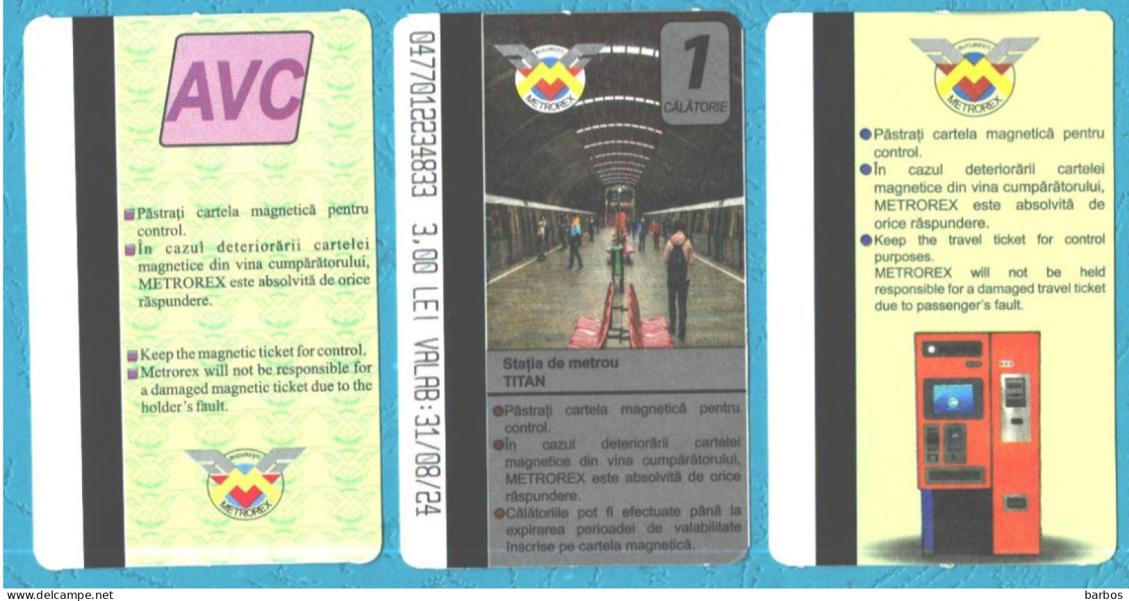 Romania  , Bucuresti  , Set Of 3 Metro Tickets  , Used - Europe