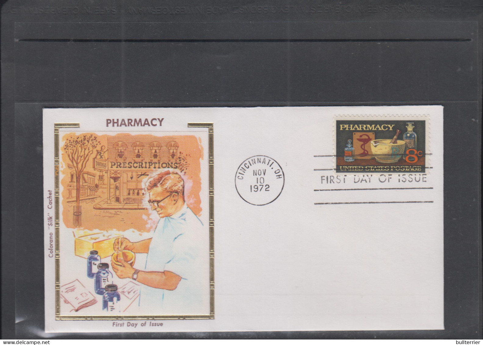 MEDICINE  - USA - 1972 - PHARMACY  SILK FIRST DAY COVER - Pharmacie