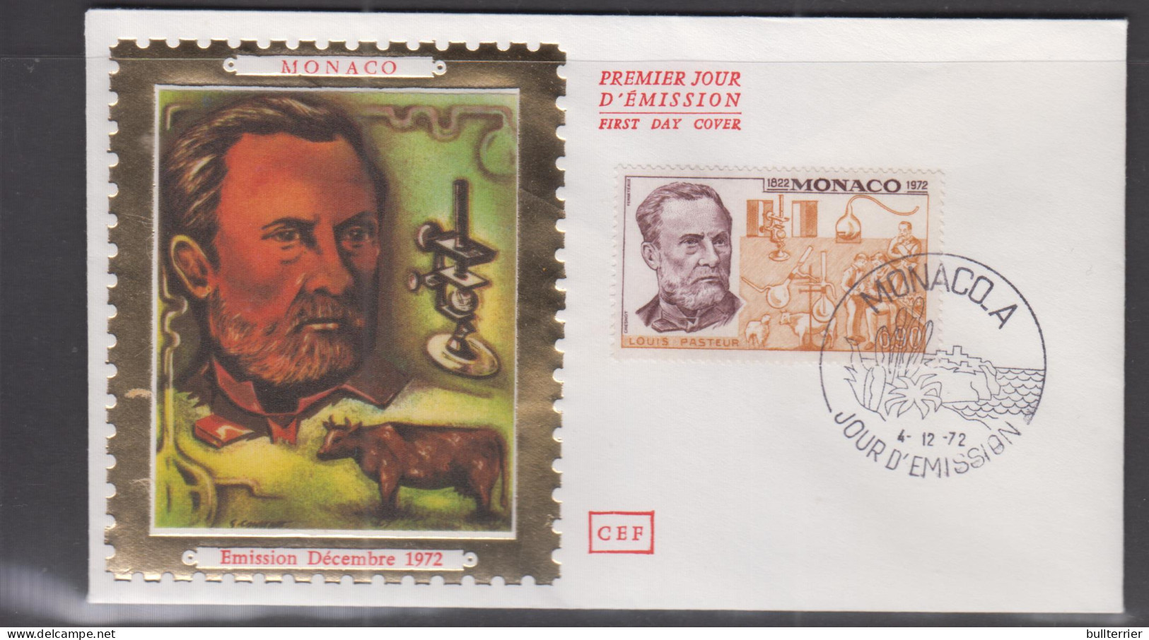 MEDICINE  - MONACO - 1972- LOUIS PASTEUR SILK   ILLUSTRATED  FIRST DAY COVER - Farmacia