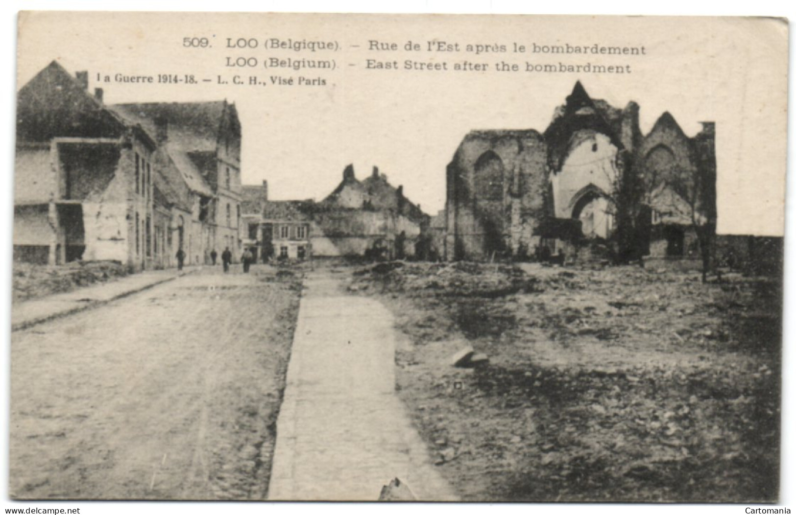 Loo - Rue De L'Est Après Le Bombardement - Lo-Reninge