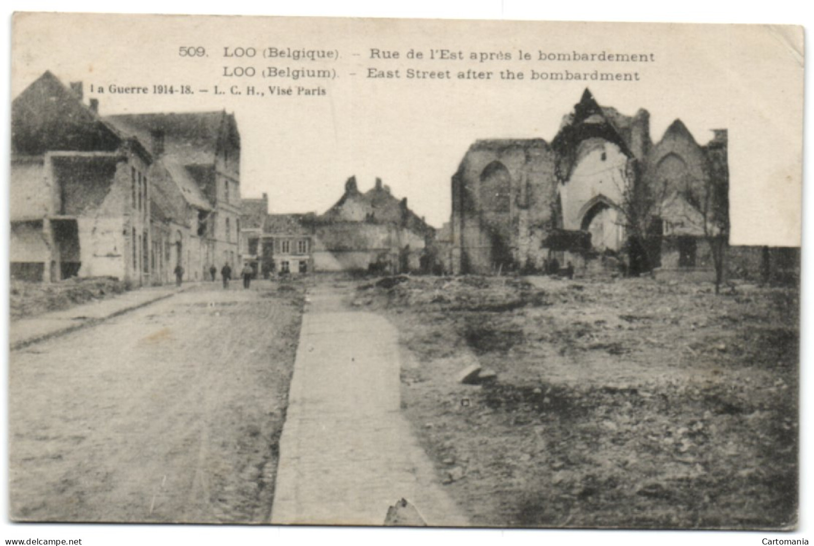 Loo - Rue De L'Est Après Le Bombardement - Lo-Reninge