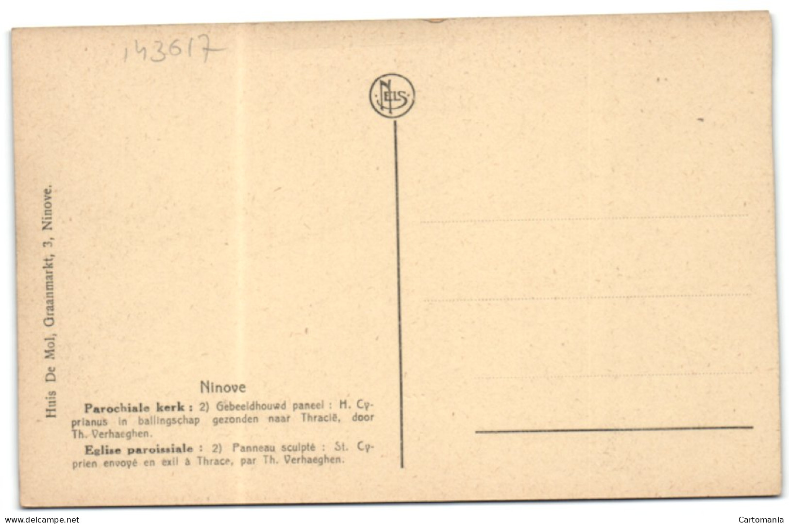 Ninove - Parochiale Kerk - Gebeeldhoud Paneel H. Cyprianus In Ballingschap^gezonden Naar Thracië Door Th. Verhaeghen - Ninove