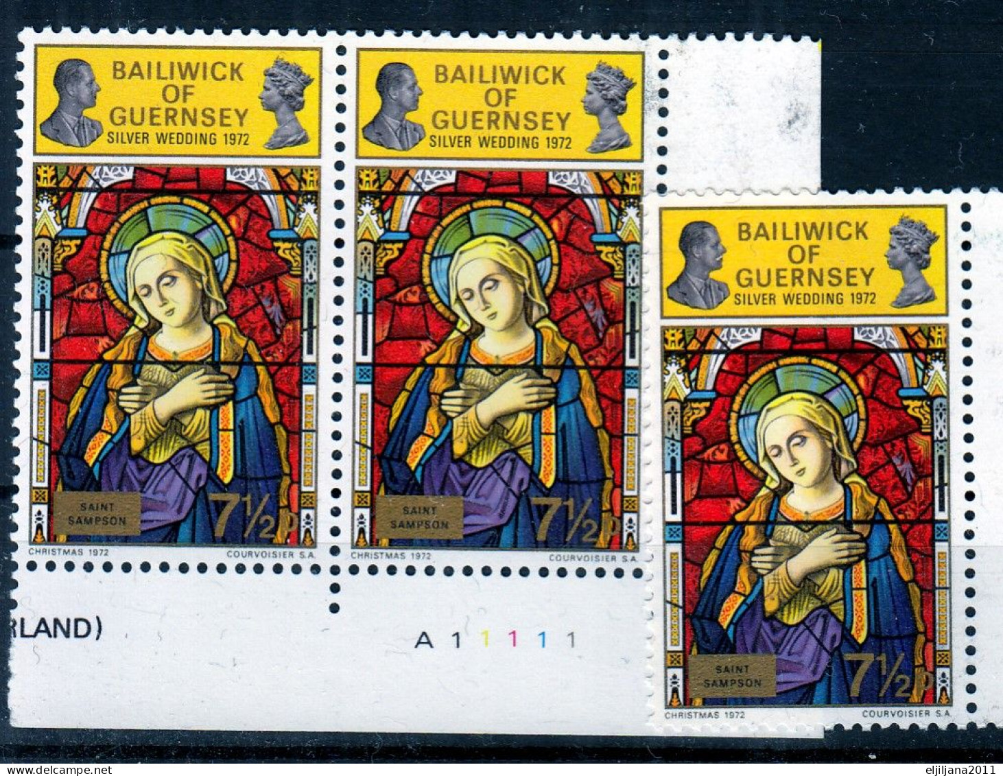 ⁕ Bailiwick Of Guernsey ⁕ QEII. Silver Wedding 1972 Christmas X3 ⁕ 12v MNH - Guernesey