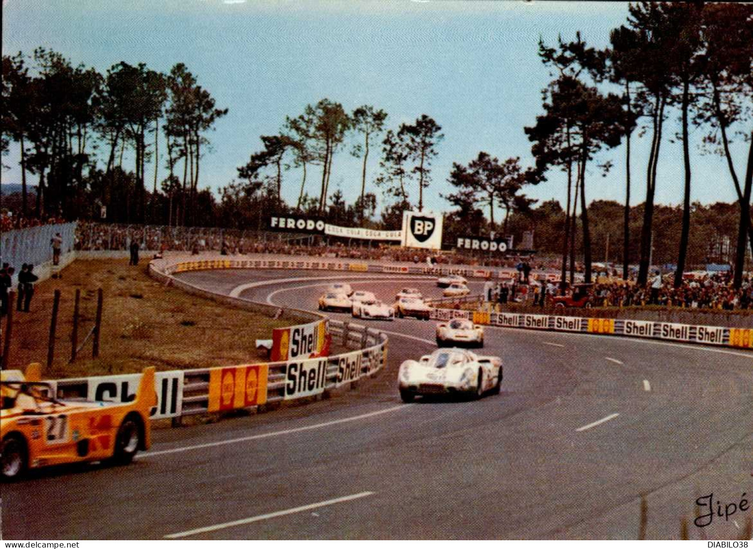 LE MANS    ( SARTHE )   CIRCUIT DES 24 HEURES  LES " S " DU TERTRE ROUGE   ( PUBLICITE SHELL, FERODO , BP  ) - Le Mans